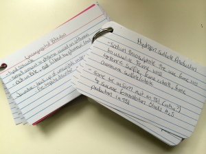 2 of my many cue card sets!